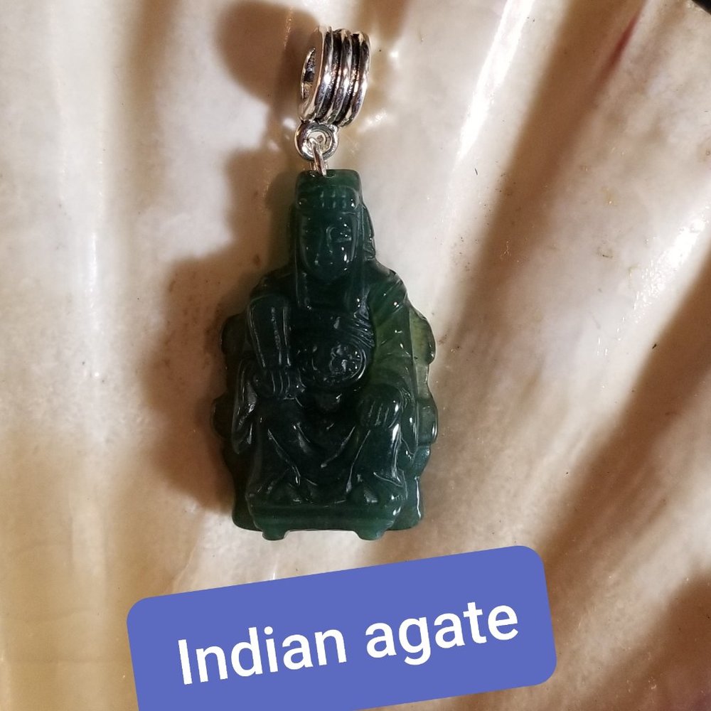 Carved Indian Agate Pendant